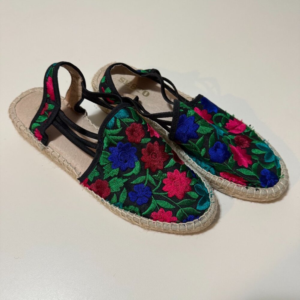 Sesto Meucci Womens Juan Slingback Canvas Wedge Espadrille 7 M Floral - Picture 4 of 8